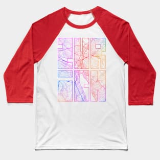 Zurich, Switzerland City Map Typography - Colorful Baseball T-Shirt